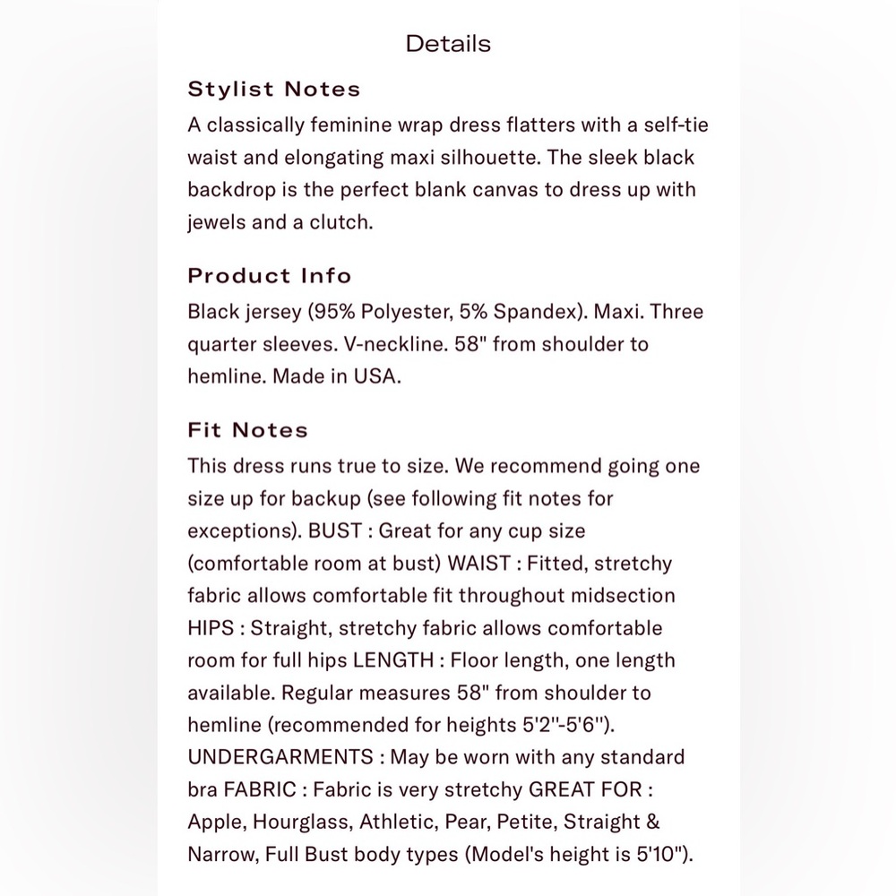 Leota Black Perfect Wrap Maxi 3/4 Sleeves Dress Medium - Picture 3 of 9